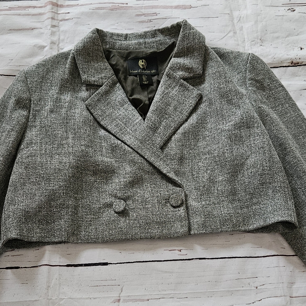 House Of Harlow 1960 Grey Crop Long Sleeve Blazer Size Large - Picture 2 of 7